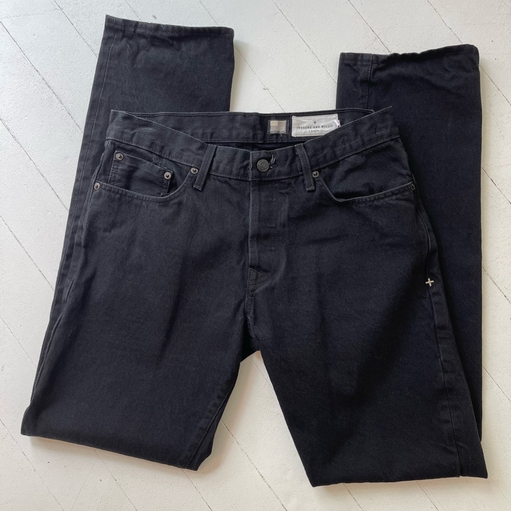 Imogene + Willie Barton Slim Black Selvage Rinse Jeans Visalia Mills 32 x 33